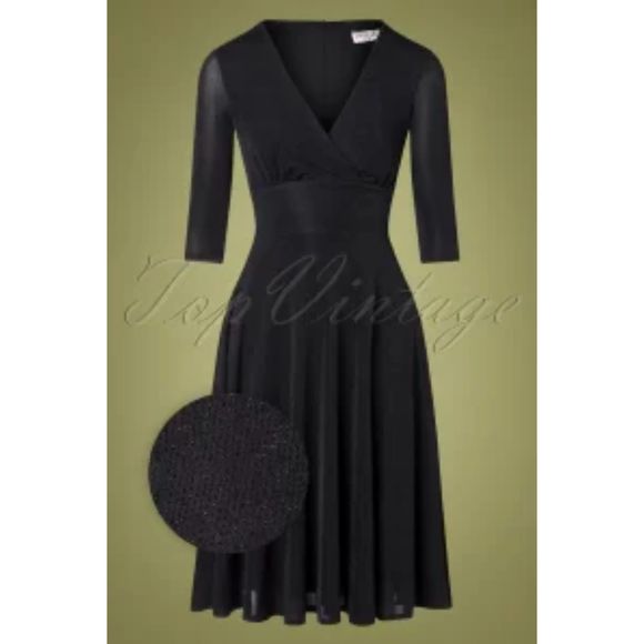 Vintage Chic for Top vintage 50s Sofia Swing Dress in Black 14 - Picture 1 of 4